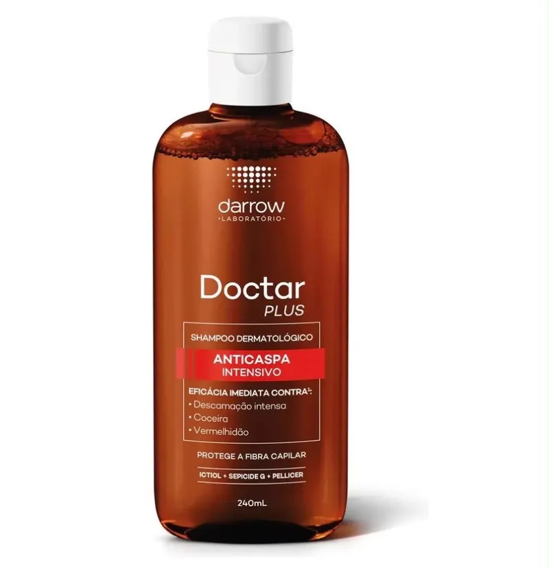 Shampoo anticaspa dermatológico Darrow Doctar Plus 240ml sem sulfatos