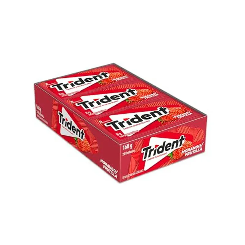 Chiclete Trident Morango Sem Açúcar 21 unidades de 8g