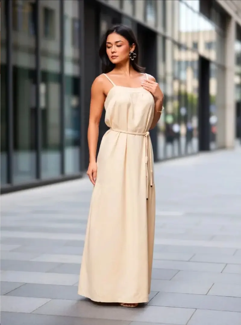 Vestido Hering Alças Longo Off White