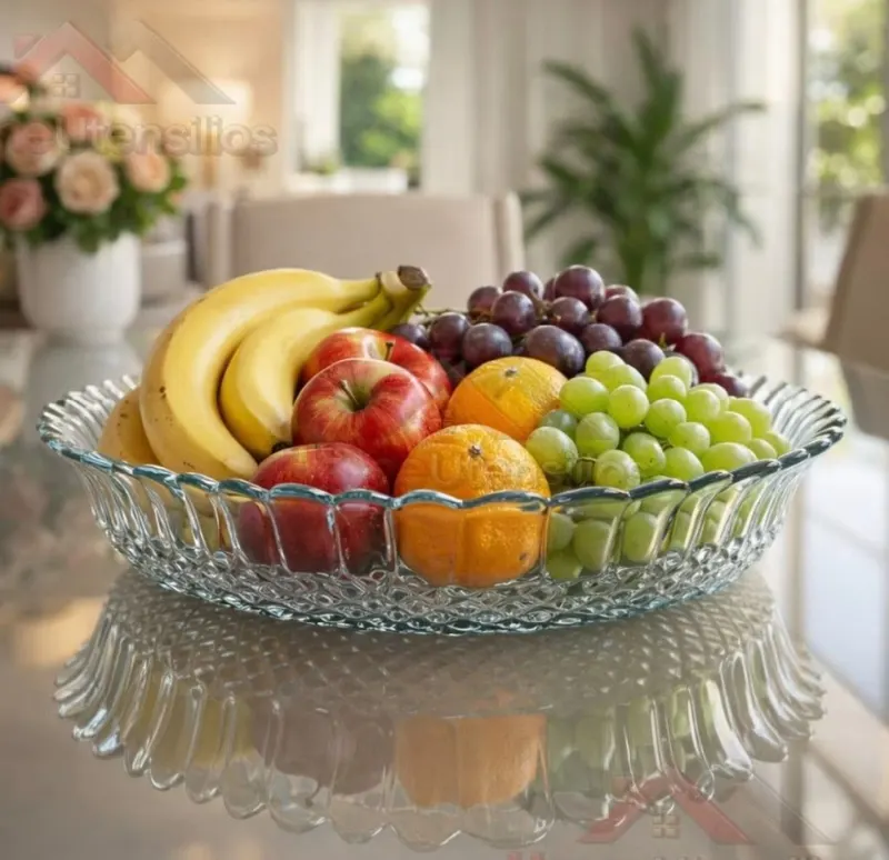 Prato Com Borda Em Vidro Centro De Mesa Para Bolo Pudim Torta E Frutas Multiuso 30 CM