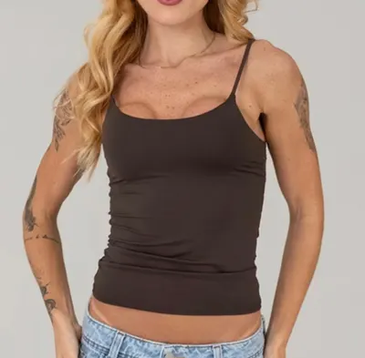 Regata Alça Fina em Poliamida Blusa com Forro Blusinha