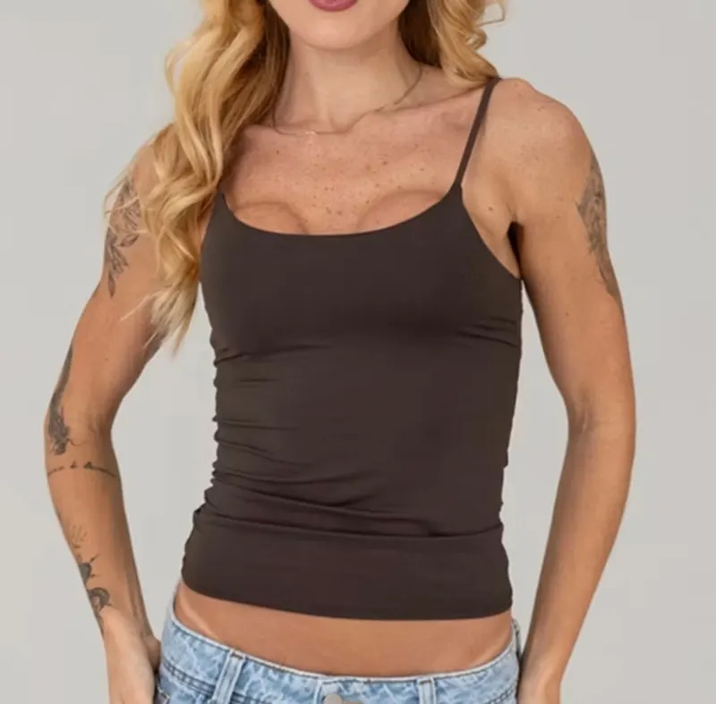 Regata Alça Fina em Poliamida Blusa com Forro Blusinha