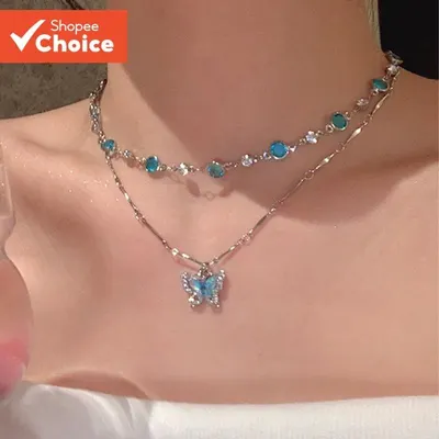 2 cor oceano Original verão legal sentimento borboleta colar acessórios feminino luz luxo