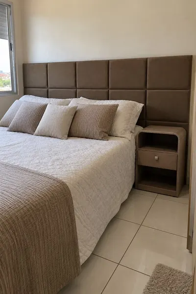 Kit Cabeceira Estofada Completa Adesiva em Modulos 40x30 para Cama de Solteiro Casal Queen King Box