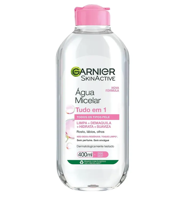Garnier SkinActive Água Micelar de Limpeza Tudo em 1, Solução Demaquilante que Limpa, Tonifica e Remove Oleosidade, Fórmula Suave Sem Álcool para Todo...