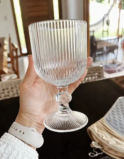 Conjunto Taças de Vidro Canelada 6 Peças - 380ml