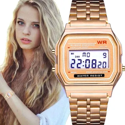 Relógio Digital LED Moderno-Pulseira De Aço WR F91W A159 , Estilo Harajuku Multifuncional