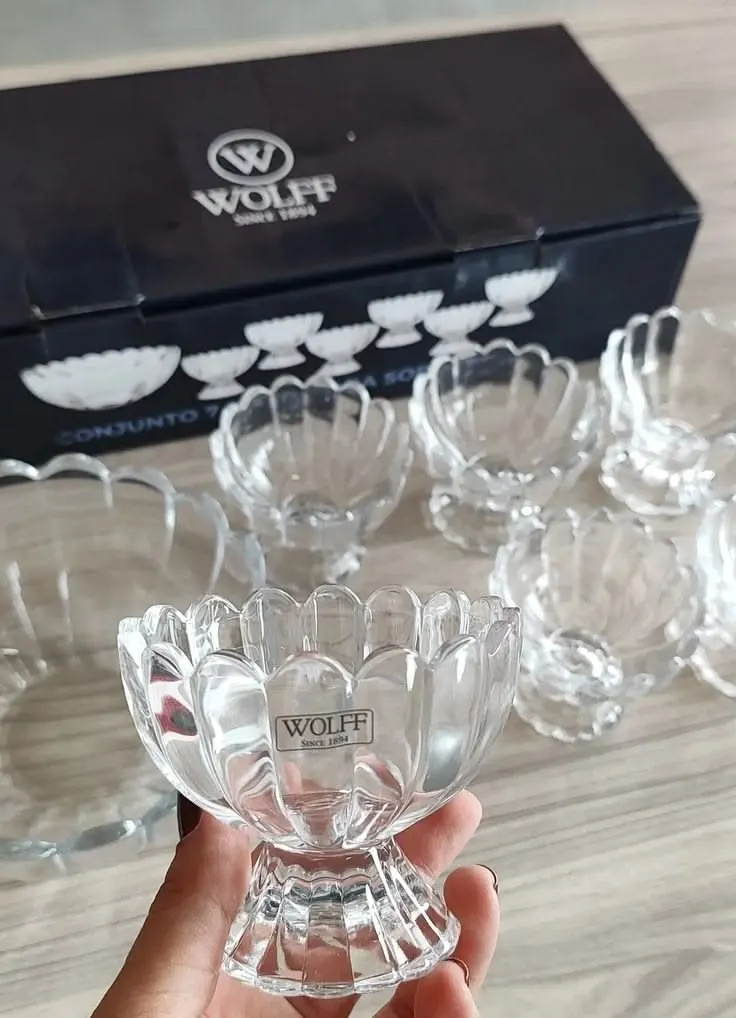 Conjunto 6 Taças de Sobremesa de Vidro Pétalas 125ml - Wolff