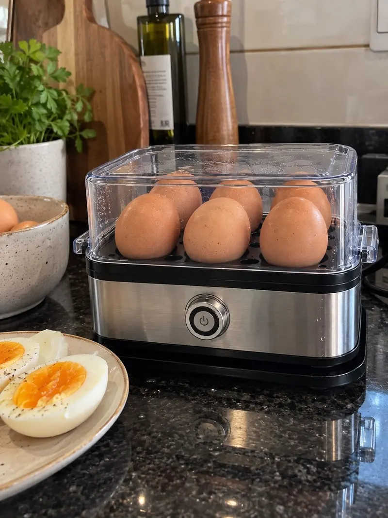 Cozedor de Ovos Elétrico 6 Ovos a Vapor 200W Aço Inoxidável com Proteção contra Seco 110V 220V