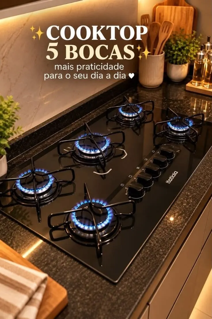 Cooktop Itatiaia Essencial 5 Bocas Preto – Bivolt 127V/220V com Acendimento Automático