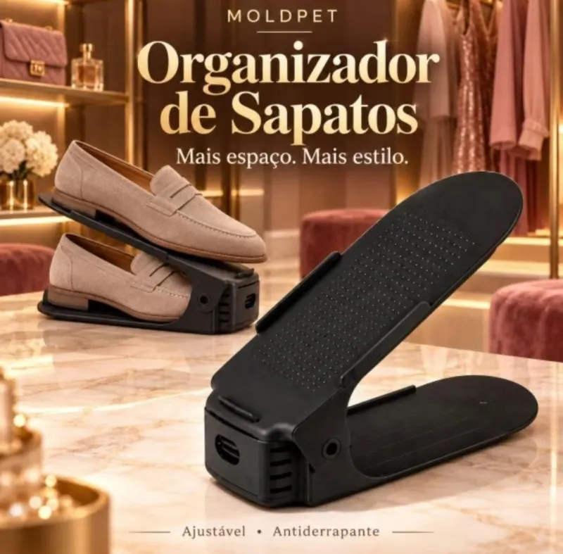 Kit 10 ou 20 Organizador de Sapatos Ajustável Antiderrapante Sapateira Porta Sapato