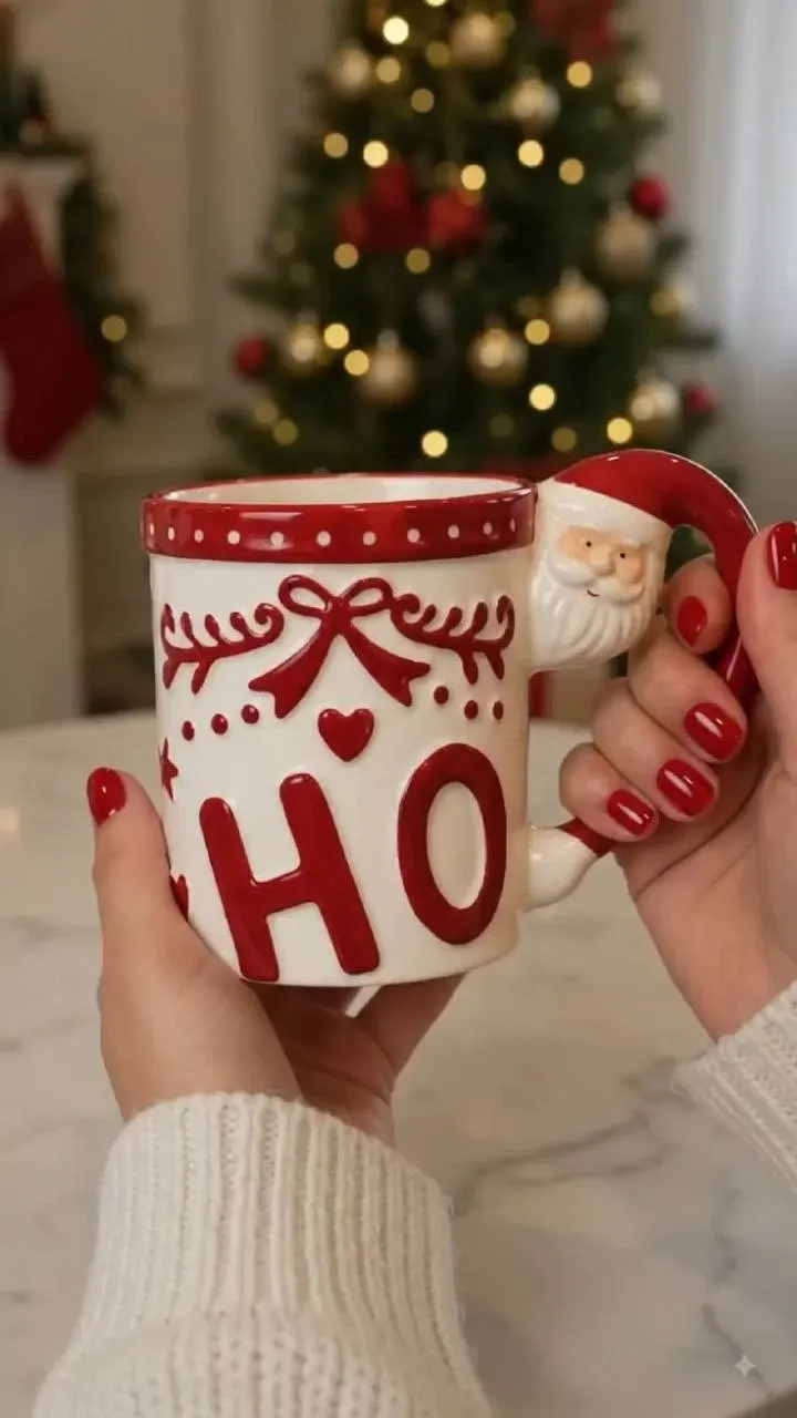 Caneca Natal De Porcelana 350ML Xícara Natalina Papai Noel