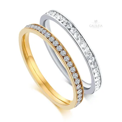 Anel Aparador Feminino 3mm em Aço Inoxidável Com Pedras Zircônias I Alta Durabilidade e