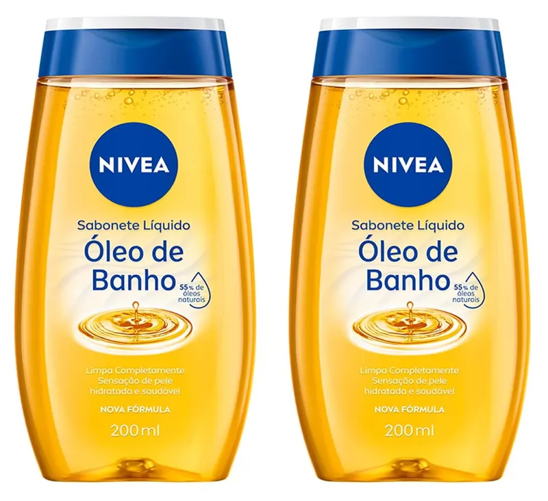 NIVEA KIT Sabonete Líquido Óleo de Banho 200ml - 2 Unidades