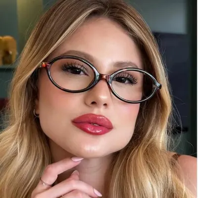 Óculos de Sol ARMACAO DE OCULOS Feminino Aro Oval Luxo Lente UV400 Moda Europa