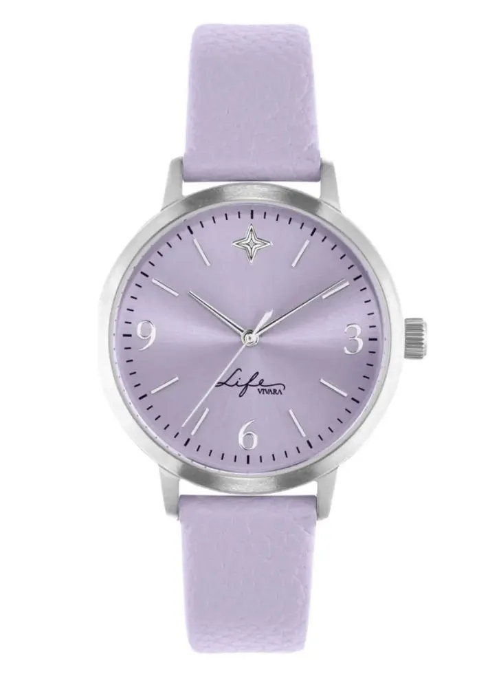 Relógio Life Realizações Feminino Couro Lilas Lilás