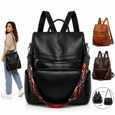 Mochila/bolsa feminina grande, adequada para escola, trabalho, viagens, Material de couro