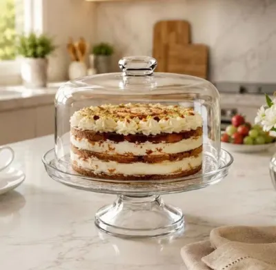 Boleira de Vidro Premium com Tampa e Pé – Elegância para Servir Bolos e Tortas