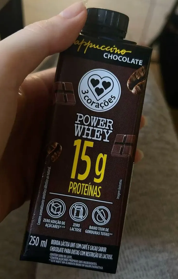Bebida Proteica Power Whey Cappuccino Chocolate Cream 3 Corações (Cx 12un de 250ML)