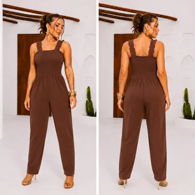 Macacão Feminino Longo com Alça Elegante Tecido Premium Moda Feminina