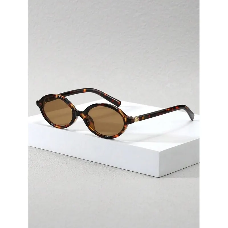 Óculos de Sol moda feminino de Estilo vintage Decoração de Metal de Armação Oval Pequena