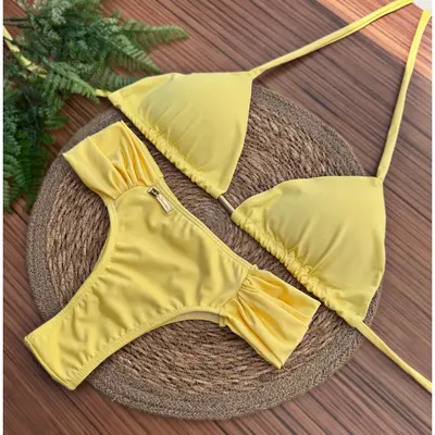 Conjunto Biquini Cortininha Com Bojo Removível Calcinha Cós Alto Modela Seu Corpo Cores