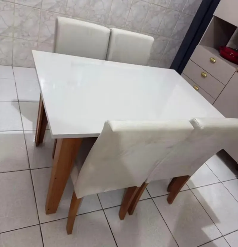 Conjunto Sala de Jantar Mesa Miami 1,20m 4 Cadeiras Trieste Dobuê
