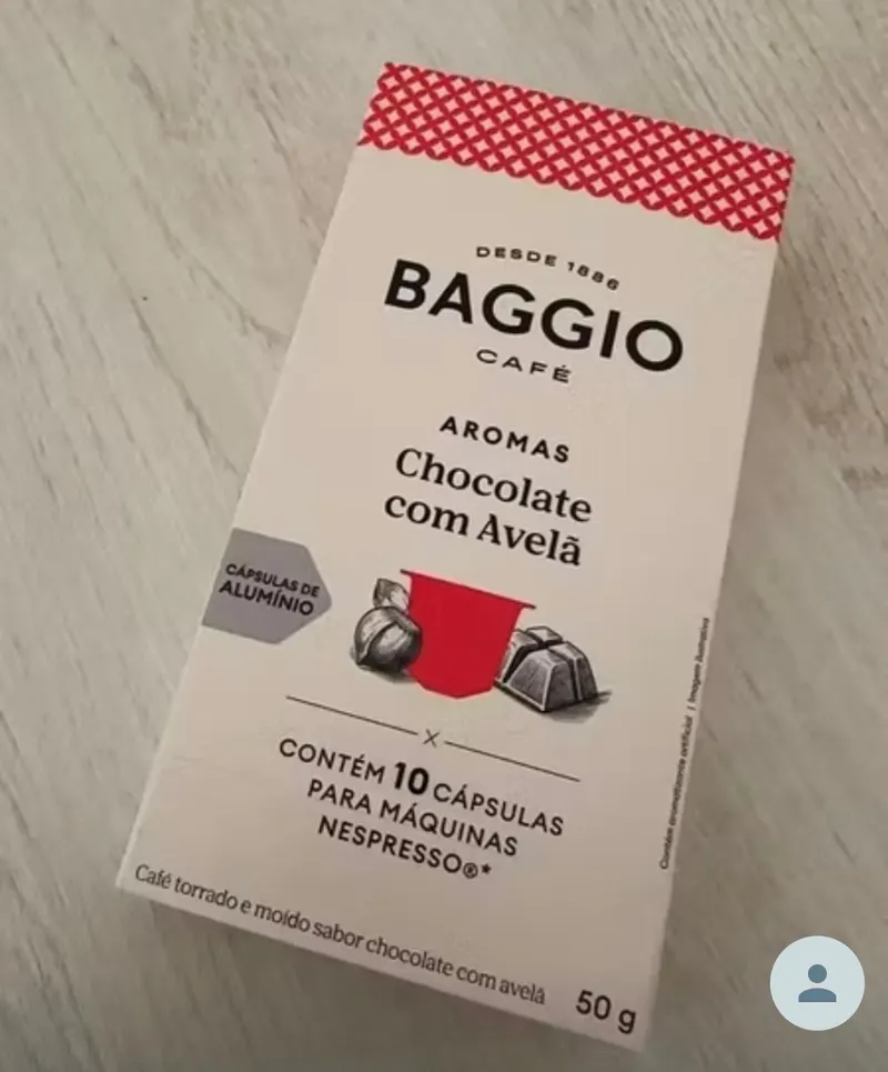 Baggio Café - Cápsula de Café Aromas Chocolate com Avelã Compatível com Nespresso - 10 unidades.