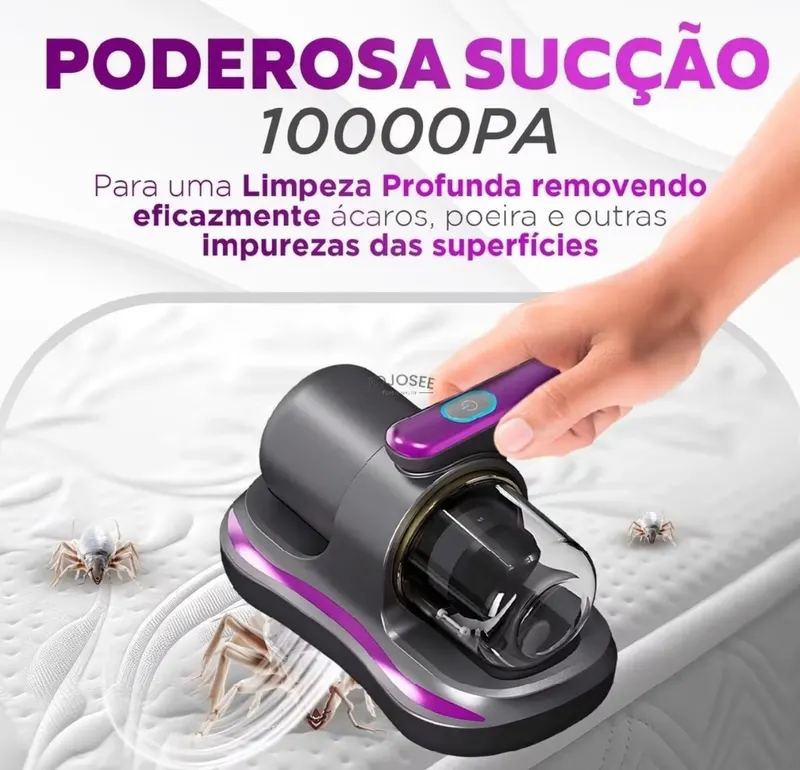 Aspirador Removedor de Ácaros Colchão Sofá Elétrico Esterilizador UV 5V 100W Potência Portátil