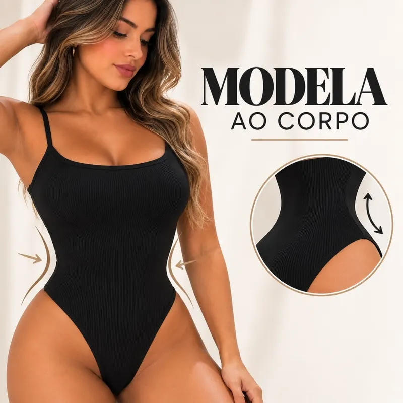 Body Canelado Alcinha Feminino Decote Quadrado Ribana Canelado com Forro