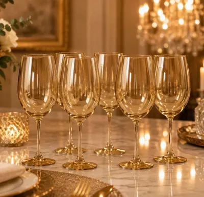Jogo 6 Taças de Cristal Âmbar 450ml Elegante 26422 - Vencedor