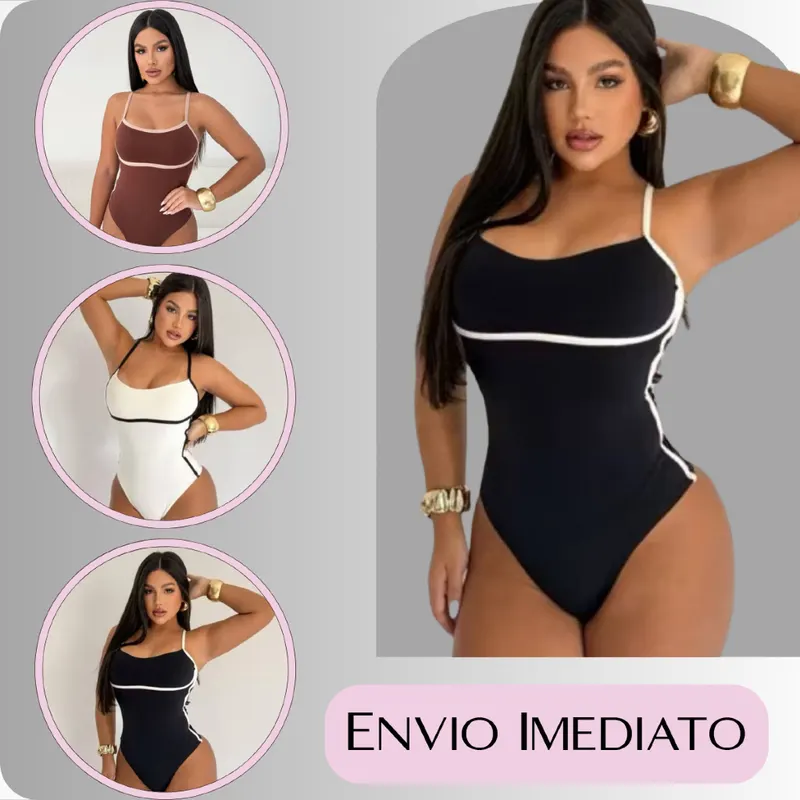 Body Maiô Feminino Bicolor Alcinha Blusinha Moda Gringa Suplex Premium Fashion Moderno