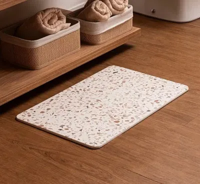 Tapete para Banheiro em Pedra Diatomita Lyor Granilite 60x39cm Absorção Rápida Antiderrapante Secagem Rápida Pisos Macio