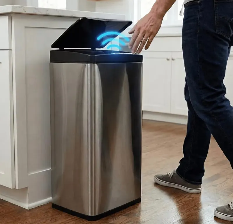Lixeira Cozinha Automática Sensor Inteligente Aço Inox 50 Litros Premium