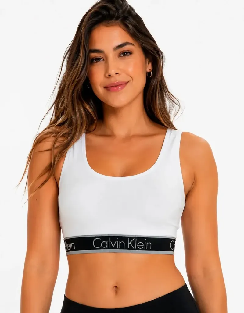 Top Calvin Klein Regata Fitness Academia Cotton Original Branco Liso P
