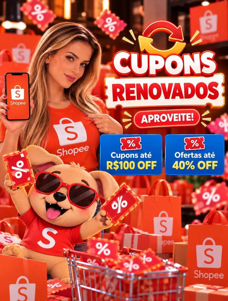 CUPONS RENOVADOS! ESQUENTA 11.11 NA SHOPEE — Cupons de até R$100 off · frete grátis