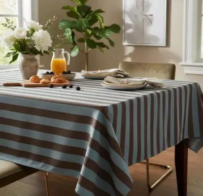 Toalha De Mesa Retangular Luxo 8 lugares Marrom/Tiffany 2,70x1,60