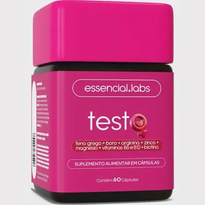 TESTO ESSENCIAL para MULHERES - Fórmula Exclusiva com Feno Grego + Boro + Arginina + ZMA + Biotina + Vitaminas B6 e B12 - 60 Cápsulas.