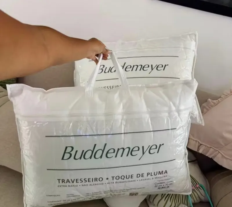 Travesseiro Toque De Pluma Buddemeyer 50x70cm Algodão Cetim 233 Fios Branco Não Alergico