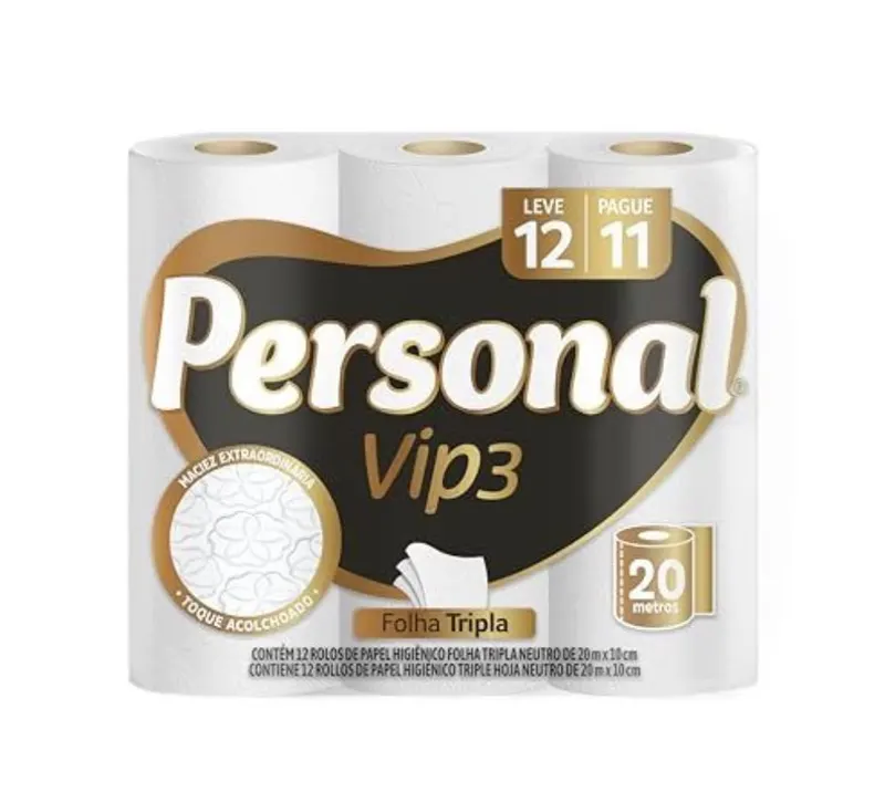 É FOLHA TRIPLAAA Personal Papel Higiênico Vip Folha Tripla Com 12 Rolos De 20M