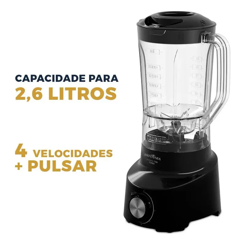Liquidificador Britânia 2.6l Diamante 1100 Preto.
