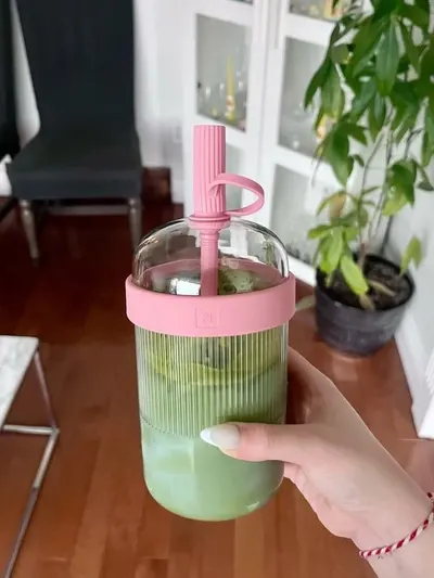 Novo Copo De Palha Tritan De 540ml , Chá/Café Com Leite , Multicolorido , Portátil E Design Criativo