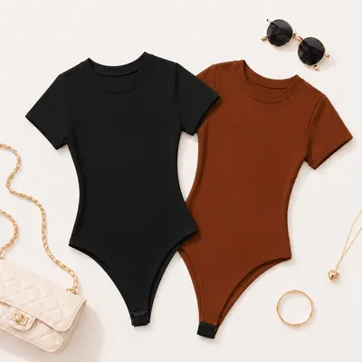 Kit 2 Body Femininos Careca Manga Curta | Suplex Confortável | Moda Verão e Tendência