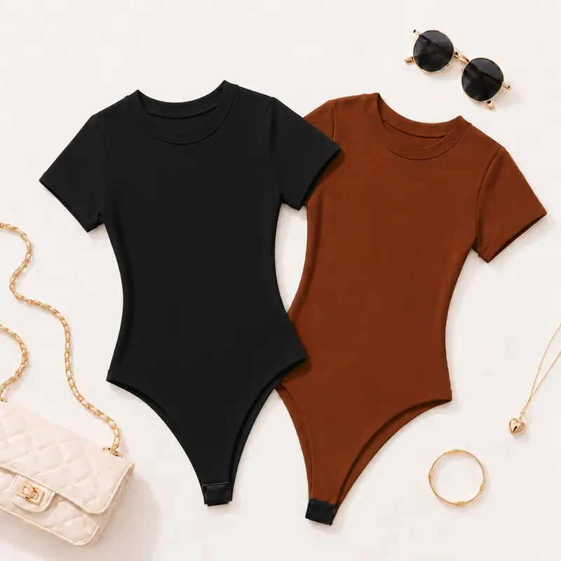 Kit 2 Body Femininos Careca Manga Curta | Suplex Confortável | Moda Verão e Tendência