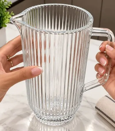 Jarra De Vidro Graffiato Canelada 1,2L P/ Suco Água Bebidas