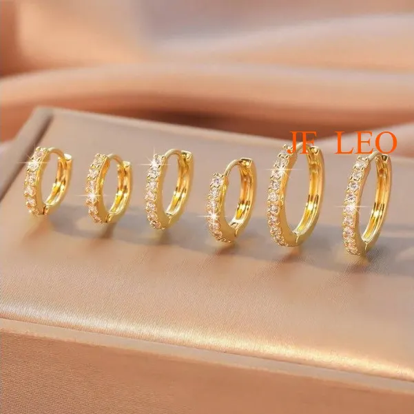 Kit 3 pares Brinco Trio Argola BANHADA PRATA OURO 18K com Zircônia PRA feminina