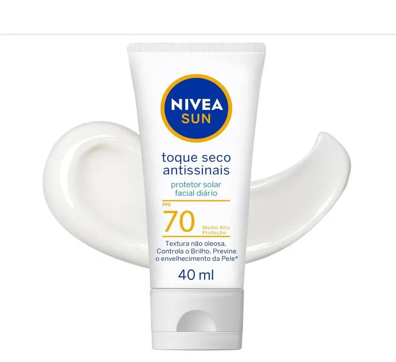 NIVEA SUN Protetor Solar Facial Toque Seco Antissinais FPS 70 40ml