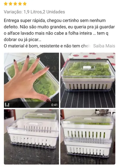 Kits Organizadores De Geladeira Clear Com Tampa E Cesto Drenagem
