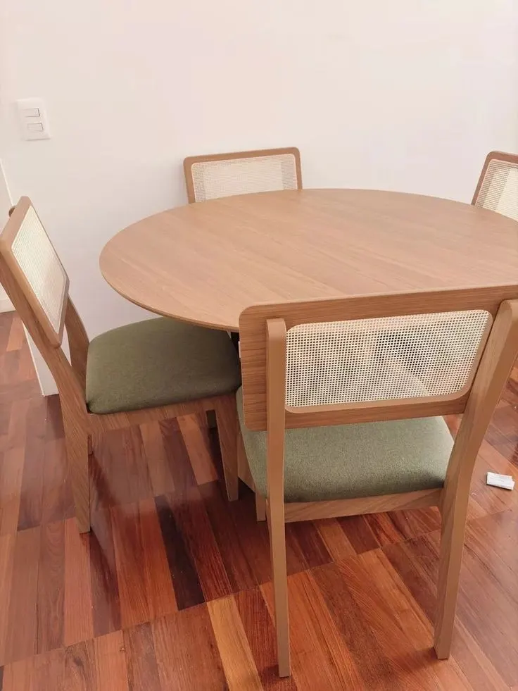 Conjunto Sala de Jantar Mesa Lisboa Hexagonal com 4 Cadeiras Palha Sintética 100% MDF