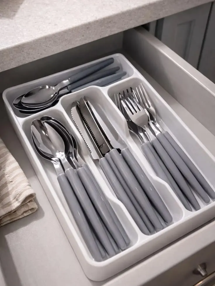 Divisor Talher Organizador Og-148 Faqueiro Reforçado Cozinha Cinza Metalizado